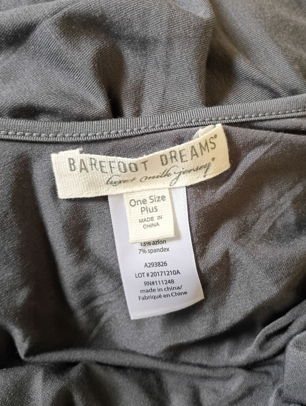 Barefoot Dreams Luxe Milk Jersey Caftan Dress One Size Plus Gray Dolman Sleeve - Picture 4 of 4
